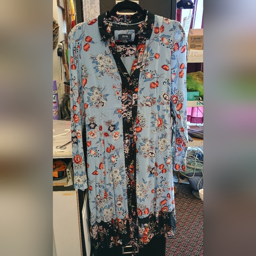 Anthropologie Blue Floral Dress